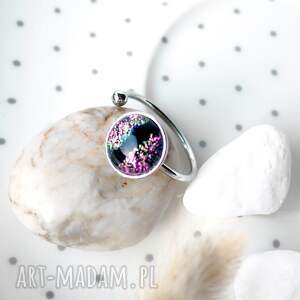 chodelska art studio pierścionek ze szkłem dichroicznym - stal chirurgiczna