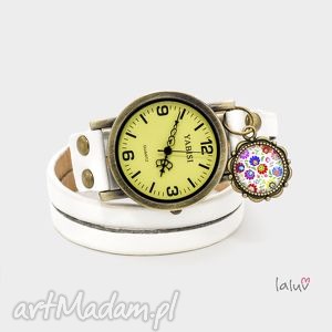 handmade skórzany zegarek słowiańskie kwiaty