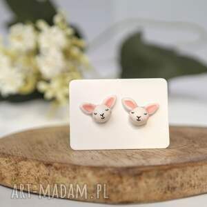 Prezent Śpiące króliczki - mini kolczyki sztyfty kawaii, lekkie