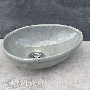 Mała umywalka ceramiczna nablatowa 28x20 cm - ręcznie robiona, szara