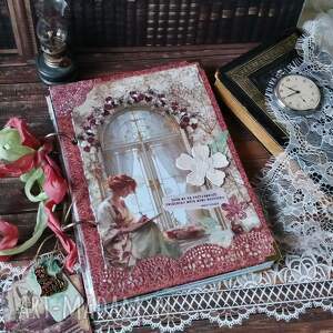 romantyczny pamiętnik/ sekretnik 🌹 w stylu vintage, kwiaty maszyna do pisania