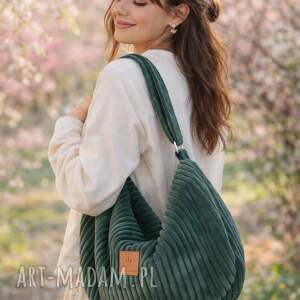 Sztruksowa torba hobo Zielona, worek