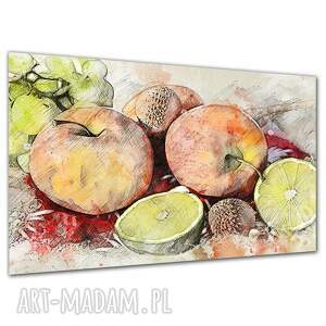 Obraz na płótnie do kuchni i jadalni - jabłka i limonka 120x80