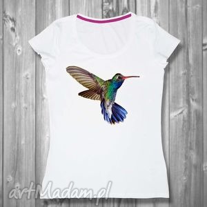 modna koszulka z nadrukiem bawełna wysoka jakośc - koliberek, ptaszek, bawełniana