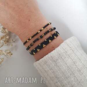 komplet bransoletek z turmalinem, szkło japońskie, zestaw na upominek koraliki