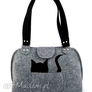 handmade na ramię grey & small cat