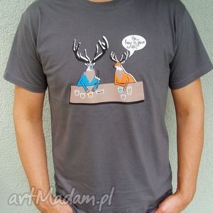 koszulki t-shirt podkoszulek unisex z autorskim projektem jelenie ciemny grafit