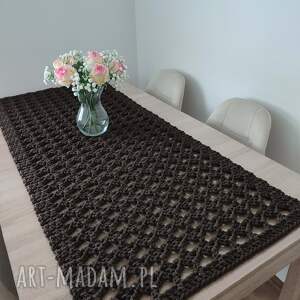 Bieżnik prostokątny szydełkowy ze sznurka 58x138 cm