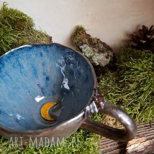 kubek ceramiczny z nietoperzami i księżycem - niebo nocą - kubek