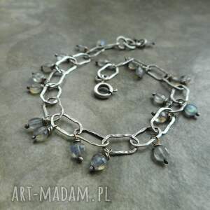 Prezent labradorytowe pastylki, labradryt, srebro, srebrna bransoletka