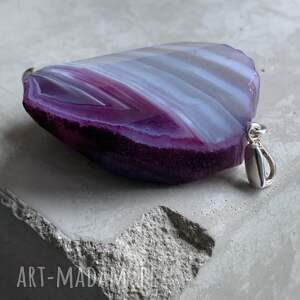 zawieszka agat z purpurowym akcentem, wisiorek agatu, srebrna krawatka