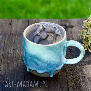 handmade ceramika turkus gray kubek z koniem | rękodzieło | 400 ml