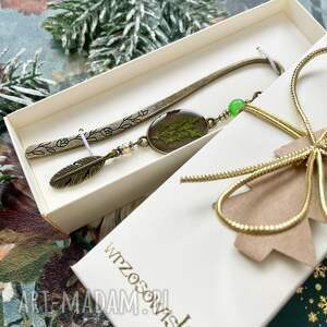 handmade zakładki zakładka z zielonym wrzosem - prezent dla romantyczki