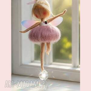 Wróżka balerina z kryształem - dekoracja suncatcher