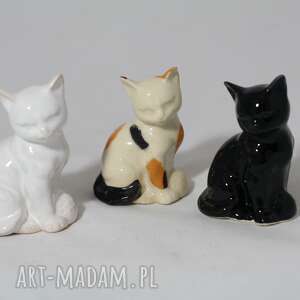 kot ceramiczny siedzący 3 szt, kot, ceramika zwierzaki