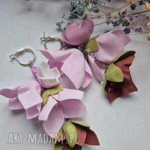 Kolczyki kwiaty kaskadowe rękodzieło kol, fo, dam, et, bo
