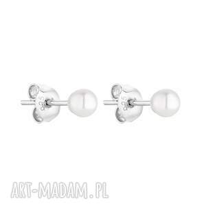 srebrne kolczyki z białymi perłami swarovski crystal white
