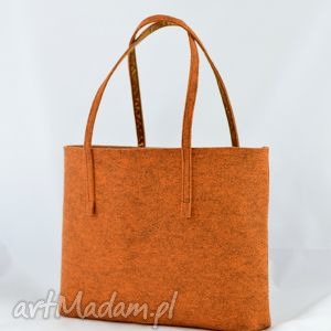 duża ruda torebka z filcu - minimalistyczna A4, zakupy elegancka, klasa