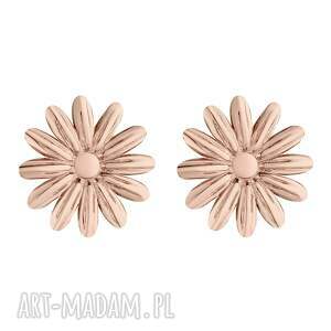 kolczyki stokrotki z różowego złota pozłacane sztyfty