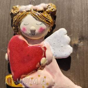anioł ceramiczny, prezent niej, serce