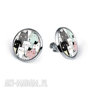 kolczyki sztyfty pastelowe kotki - urocza biżuteria prezent dla kociary