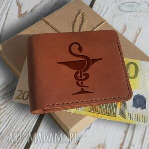 prezent dla lekarza portfel skórzany z grawerem ręcznie robiony