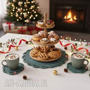 zimowy zestaw podkładek leśne historie rękodzieło na prezent podkładki stół