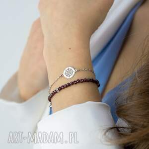 Prezent Bransoletki z granatem i srebrem z różą wiatrów