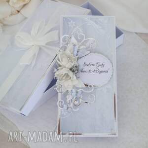 kartka na srebrne gody w pudełku - 25 rocznica ślubu