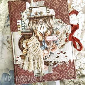 boho junk journal A5 - ręcznie robiony notes vintage z koronką