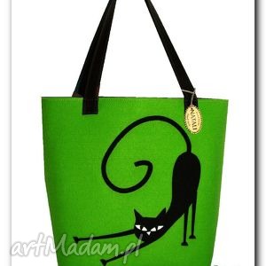 handmade na ramię bardzo duża zielona neonowa, XXL minimalistyczna torebka z aplikacją