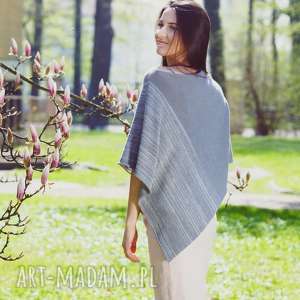 handmade poncho ponczo szare - melanż