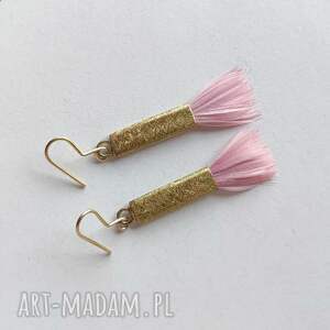 piórko kolczyki mosiądz, zmatowione