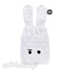 white funny bunny bag, worek, plecak, pod choinkę prezent