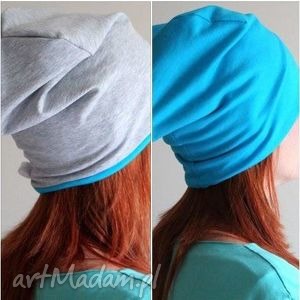 handmade dodatki czapka dwustronna dwukolorowa dresowa beanie