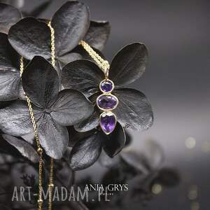 ametystowe trio, pozłacany, wisiorek