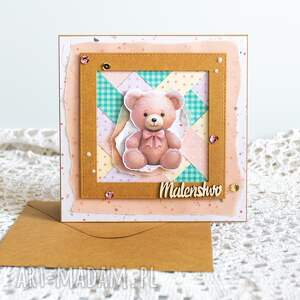 ręcznie wykonane scrapbooking kartki kartka dziecięca z misiem