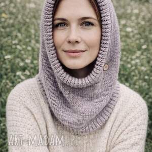 Ręcznie robiona balaclava kapturokomin czapka bawełna i alpaka