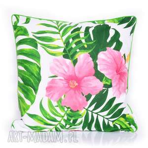 handmade poduszki poduszka monstera and hibiscus 40x40cm od majunto