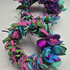 kolczyki bujne zwariowane kwiaty na bazie koła lekkie duże cudowne kolory