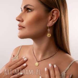 Kolczyki z kryształem Stokrotki, Srebro 925 w złotym pokryciu