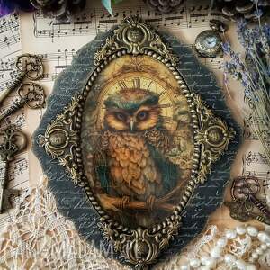 dekoracyjny medalion w stylu prowansalskim, shabby chic vintage, sowa