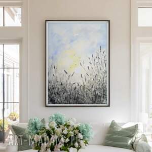 oryginalna akwarela 46x61cm łąka, obraz plakaty, trawy widok