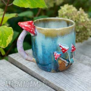azulhorse handmade kubek z muchomorkiem wapienniki 420 ml 3, ceramika