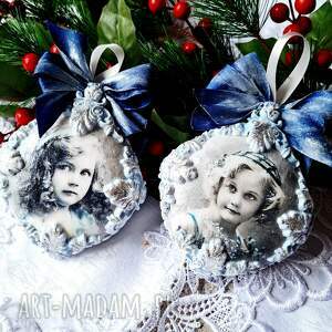 joanna d art bombki medaliony styl vintage ornamenty srebrzone 2 szt dekoracje