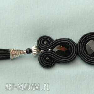 wisiorek sutasz z onyksami onyx, elegancki, naszyjnik wieczorowy, soutache