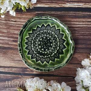 handmade mandale zielona podstawka z mandalą