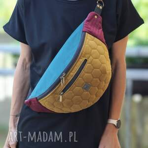 kolorowa welurowa nerka xxl, mini plecak, nerkoplecak pluzowa saszetka