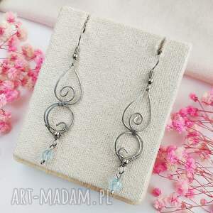 Prezent Kolczyki Topaz stal chirurgiczna handmade wirewrapping