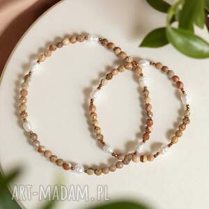 razem taniej bransoletka na nogę i rękę perły, jaspis, hematyt, delikatna